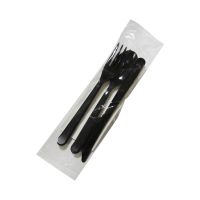 Комплект столовых приборов №4 [лож.ст.+ вил.+ нож: 180 мм, черн., ПС+ салф.], 200 шт/кор 200 шт/упак РОССИЯ