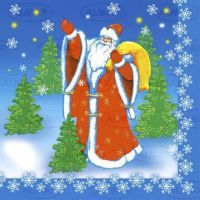 Салфетки 330х330 мм 3-сл., диз. "Дед Мороз", разноцв., бум., 20 шт/упак "Buffet" 12 упак/кор РОССИЯ -