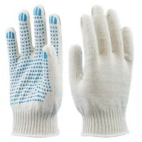 Перчатки нитяные, диз. "Точка", 5 нит., 10 кл., бел., Х/Б+ПВХ, 10 пар/упак 300 пар/кор РОССИЯ