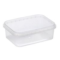 Контейнер для пресервов/мёда 280мл,"банка", прямоугольный 120x91x40мм, контрольный замок, полупрозрачный, ПП