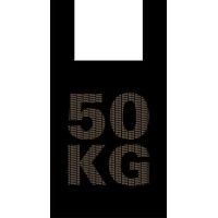 Пакет "Майка" [300+160]х550 мм 30 мкм, диз. "50 кг", черн., ПНД, 100 шт/упак 10 упак/кор РОССИЯ