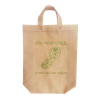 Сумка 380х415х130 мм с петлев. ручками, диз. "Это мой след", беж., спанбонд 50 шт/упак 300 шт/кор РОССИЯ