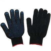 Перчатки нитяные, диз. "Точка", 4 нит., 10 кл., черн., Х/Б+ПВХ, 10 пар/упак 500 пар/кор РОССИЯ