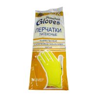 Перчатки латексные, р-р L, с хлопк. напылен., желт., 1 пар/упак "Lux" 144 пар/кор КИТАЙ 104-009