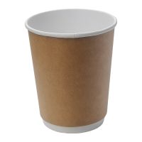 Одноразовый стакан для холодного и горячего, 0.25л, верхний d 80мм нижний d 55.6мм, h 92,5мм, 280г/м2, двухслойный, крафт, двухслойный, картон