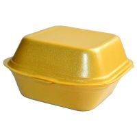 Коробка д/гамбургеров, квадратн., внеш. 125х125х70мм, внутр. 120х120х65мм, жёлт/бел, ВПС