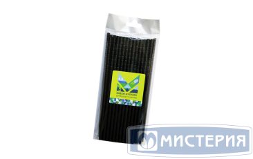 Трубочки для коктейлей 195 мм, d6 мм, диз. "Black", черн., бум. с изгибом, 40 шт/упак "GREEN MYSTERY" 50 упак/кор КИТАЙ