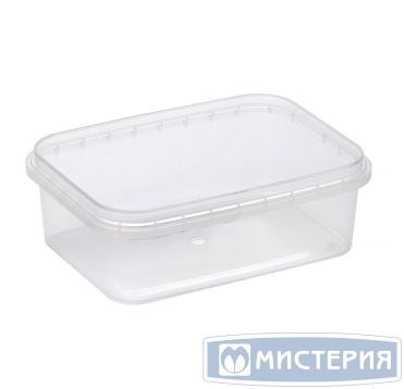 Контейнер для пресервов/мёда 280мл,"банка", прямоугольный 120x91x40мм, контрольный замок, полупрозрачный, ПП