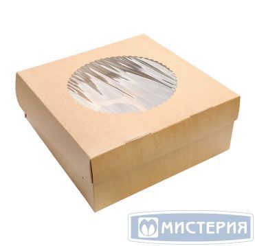 Коробка для кондит. изделий 250х250х100 мм с ложементом, с окном, неразъем.крышка, крафт-бел., карт., 25 шт/упак "OSQ" Muf 9 100 шт/кор РОССИЯ OSQ MUF 9