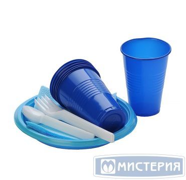 Набор одноразовой посуды "Премиум чайный" [6 стак. 200 мл, ПП+6 тар. d167 мм, ПС+6 ч. лож.+6 вил.+6 салф] 15 упак/кор РОССИЯ 187160