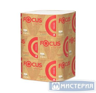 Полотенца бумажные для диспенсеров 230х230 мм 2-сл. V-сложен., бел., 200 лист/упак "Focus" Premium 15 упак/кор РОССИЯ 5083739
