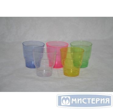 Стакан одноразовый 200 мл, диз. "Кристалл", цвет в ассорт., ПС, 6 шт/упак "МИСТЕРИЯ" 240 шт/кор РОССИЯ