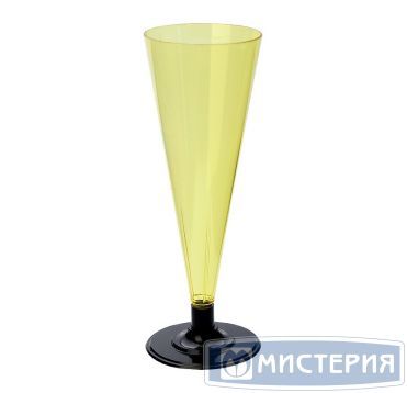 Фужер для шампанского, 0.18л, жёлтый, черная ножка