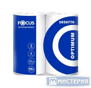 Бумага туалетная 2-сл. "Focus" Optimum, бел., 22 м, 4 рул/упак 14 упак/кор РОССИЯ 5036770