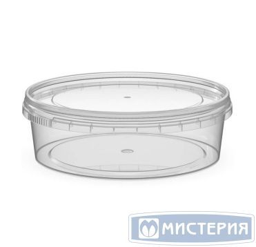 Контейнер для пресервов/мёда, 500мл, круглый, d 145мм, h 52мм, "банка", полупрозрачный, контрольный замок, ПП