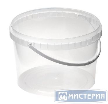 Ведро пищевое 3000 мл, d186хh154 мм, с ручкой, без крышки, прозр., ПП, 25 шт/кор 25 шт/упак РОССИЯ