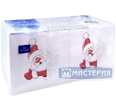 Салфетки 200х200 мм 2-сл., диз. "Дед Мороз", разноцв., бум., 250 шт/упак "Bouquet" 6 упак/кор РОССИЯ 57609/57910
