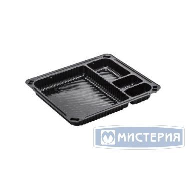 Контейнер для суши 4-секц. 181х160х20 мм, без крышки, черн., ПС, 420 шт/кор 420 шт/упак РОССИЯ РП-210