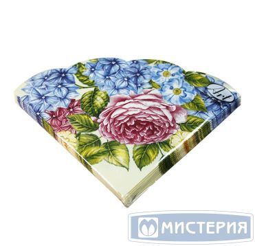 Салфетки d320 мм 3-сл., диз. "Гортензии и розы", разноцв., бум., 12 шт/упак "Bouquet" 15 упак/кор РОССИЯ 42735