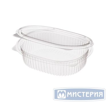 Контейнер 350 мл 1-секц., овал 159х130х40 мм, неразъем.крышка, прозр., ОПС, 375 шт/кор "Комус" 375 шт/упак РОССИЯ РКС-350