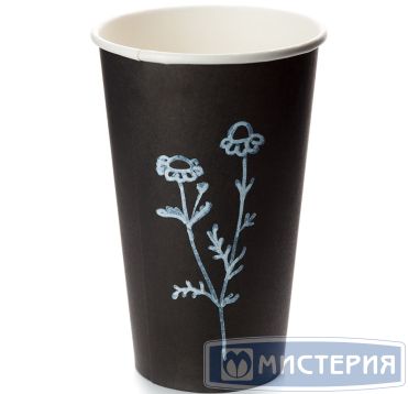 Стакан для холодного и горячего, 0.4/0.518л, дизайн рисуем мелом, черный, картон