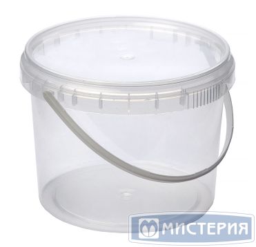 Ведро пищевое 550 мл, d111хh85 мм, с ручкой, без крышки, прозр., ПП, 300 шт/кор "Перинт" 300 шт/упак РОССИЯ 0,55/111/К с ручкой