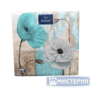 Салфетки 330х330 мм 3-сл., диз. "Декоративные маки", разноцв., бум., 20 шт/упак "Bouquet" 12 упак/кор РОССИЯ 57115