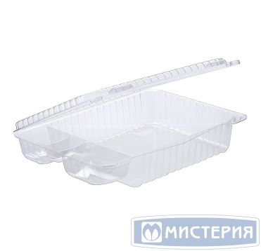 Контейнер для суши 4-секц. 265х193х57 мм, неразъем. крышка, прозр., ОПС, 120 шт/кор "Комус" 120 шт/упак РОССИЯ РК-25С4