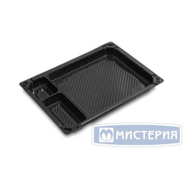 Контейнер для суши 3-секц. 234х164х21,4 мм, без крышки, черн., ПС, 250 шт/кор 250 шт/упак РОССИЯ РП-207