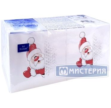 Салфетки 200х200 мм 2-сл., диз. "Дед Мороз", разноцв., бум., 250 шт/упак "Bouquet" 6 упак/кор РОССИЯ 57609/57910