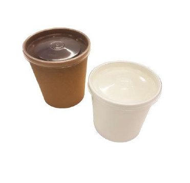 Упаковка DoEco 340 мл ECO SOUP 12С ECONOM, для супа, коричн. с пластиковой крышкой