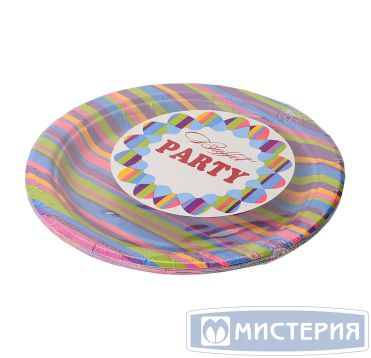 Тарелка одноразовая мелкая d180 мм, диз. "Джайв", карт. лам., 6 шт/упак "Buffet" 150 шт/кор РОССИЯ