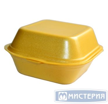Коробка д/гамбургеров, квадратн., внеш. 125х125х70мм, внутр. 120х120х65мм, жёлт/бел, ВПС