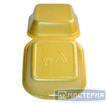 Коробка д/гамбургеров, квадратн., внеш. 125х125х70мм, внутр. 120х120х65мм, жёлт/бел, ВПС