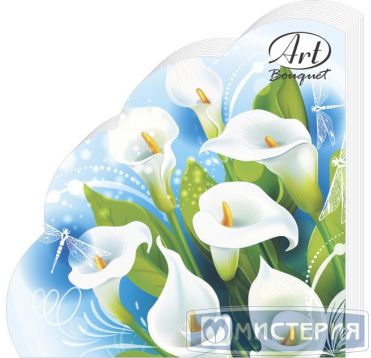Салфетки d320 мм 3-сл., диз. "Белые лилии", разноцв., бум., 12 шт/упак "Bouquet" 15 упак/кор РОССИЯ 42727