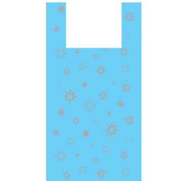 Пакет "майка" 32+16х60см ПНД, "ЗВЁЗДЫ" синяя 17 мкм